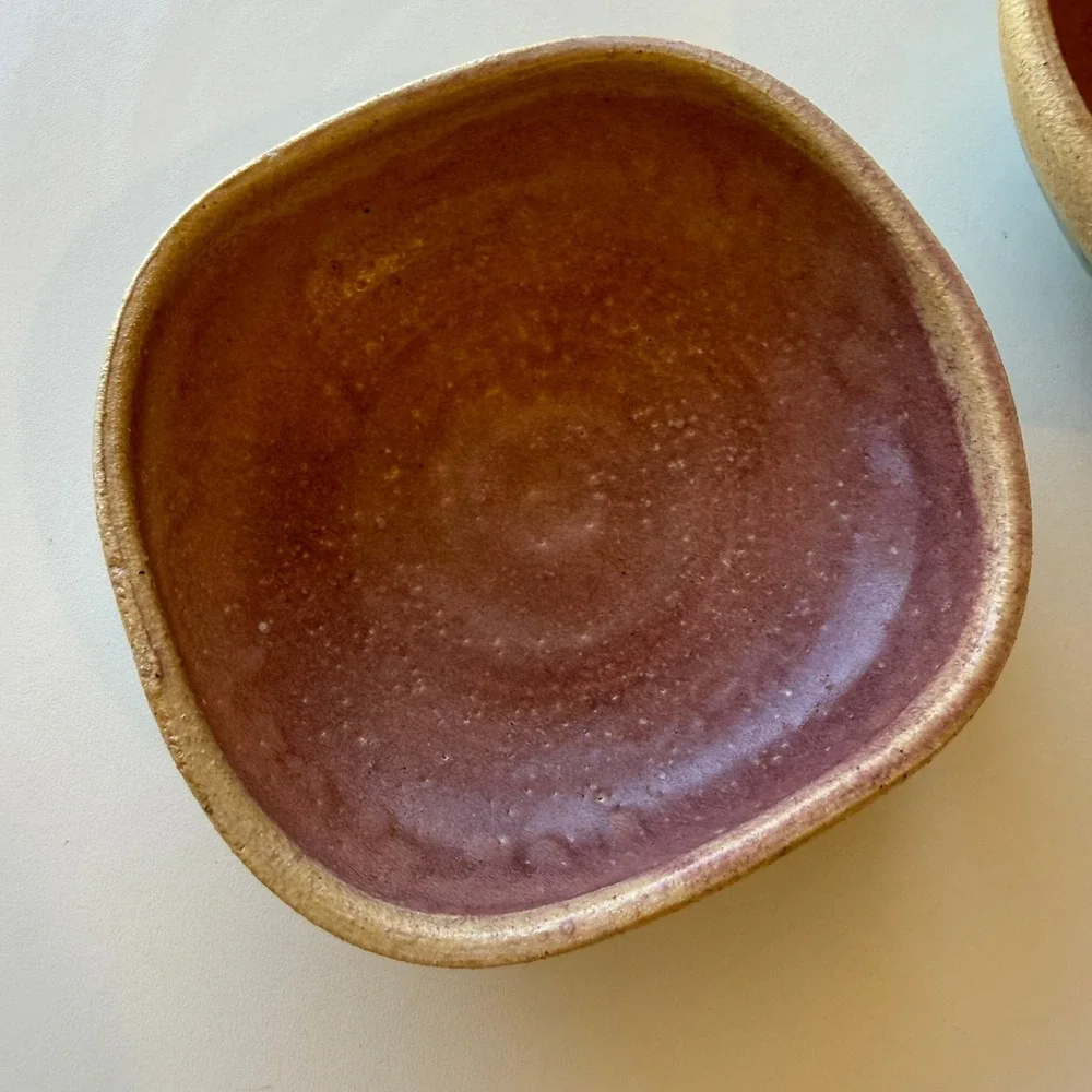 Studio Artisan Handcrafted Ceramic Bowls Sage Green & Terracotta Pink Set of 2
